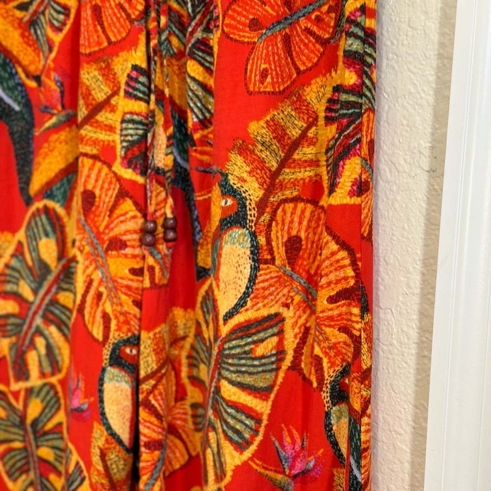 Christian Sirano size small drawstring tropical wide leg pants Cotten blend - Picture 7 of 14